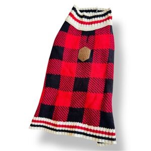 HOTEL DOGGY Red & Black Buffalo Plaid Checkered Dog Sweater Mock Neck Turtleneck